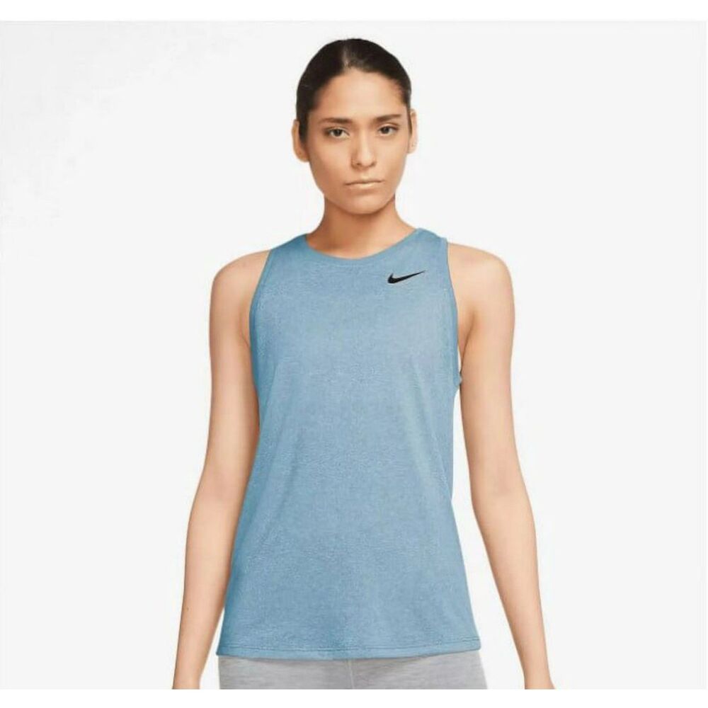 Nike Women's Plus Size 1X Dri-fit Training Tank Top Heathered Blue